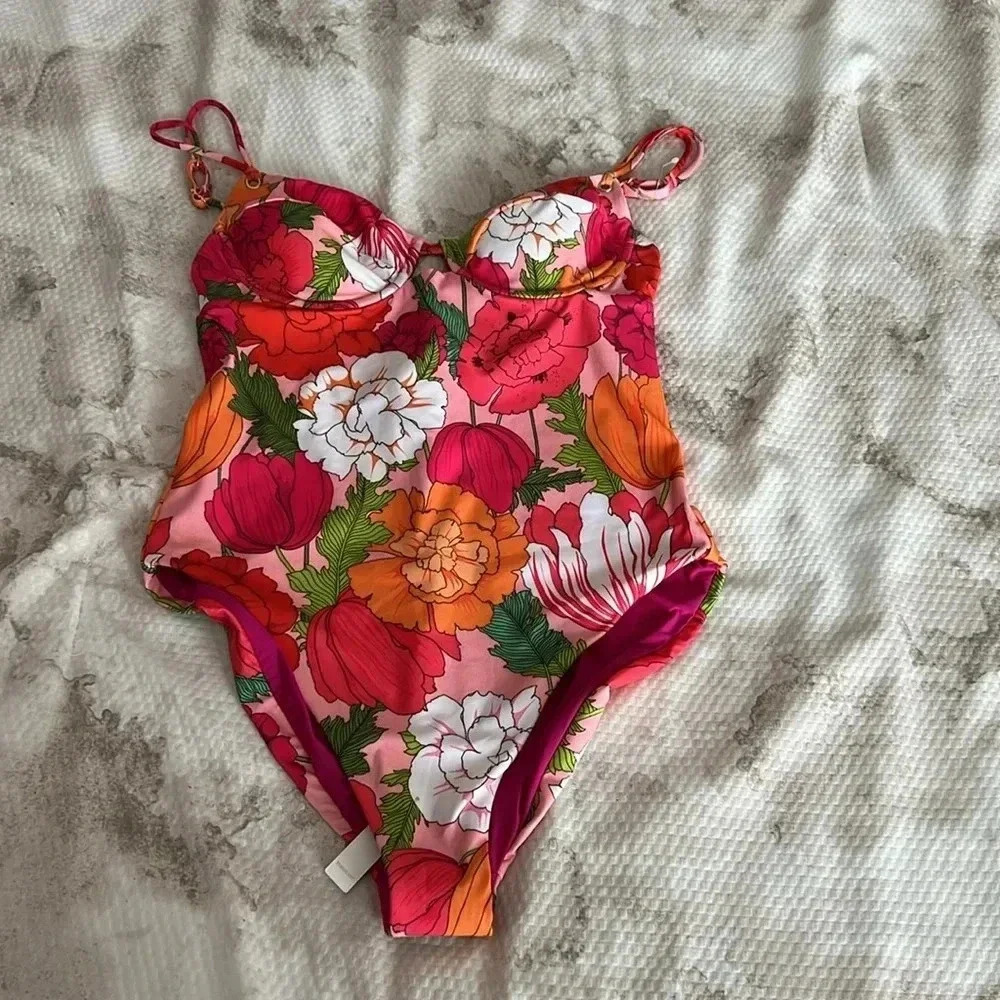 Trina Turk Sunny Bloom Underwire One Piece Size 6 - Picture 4 of 6